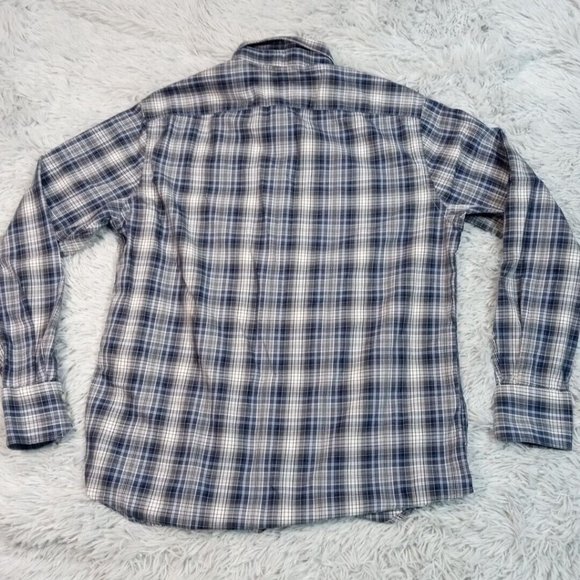 Thomas Dean Performance Mens Shirt Blue M Button Up Plaid Preppy Casual - Picture 2 of 10
